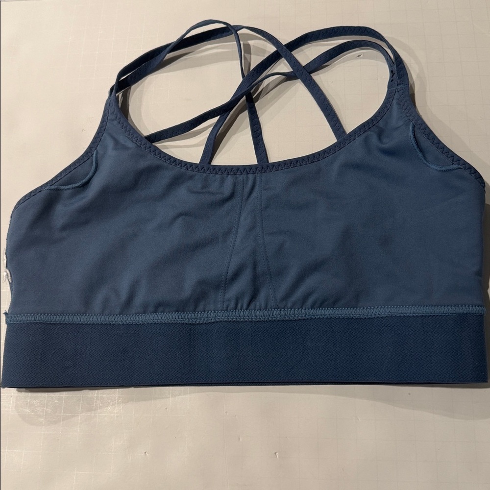 BETTER BODIES Blue Strappy Crossback Sports Bra. Gently used - Picture 7 of 8